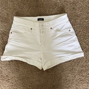 Express White Jean Shorts High-Waisted Mid-Thigh